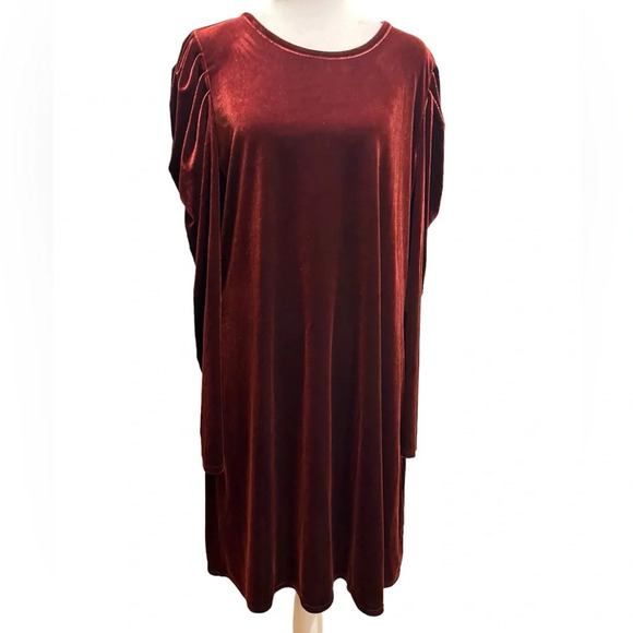 CeCe Deep Claret Velvet Petals Dress - Size Womens XL - Picture 1 of 9